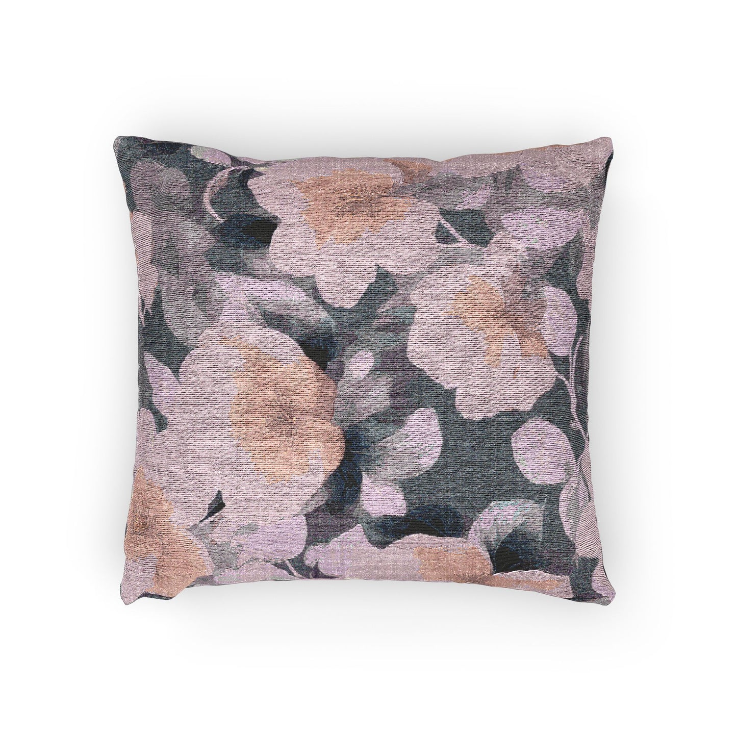 Peach Florals Woven Pillow, 17" x 18"