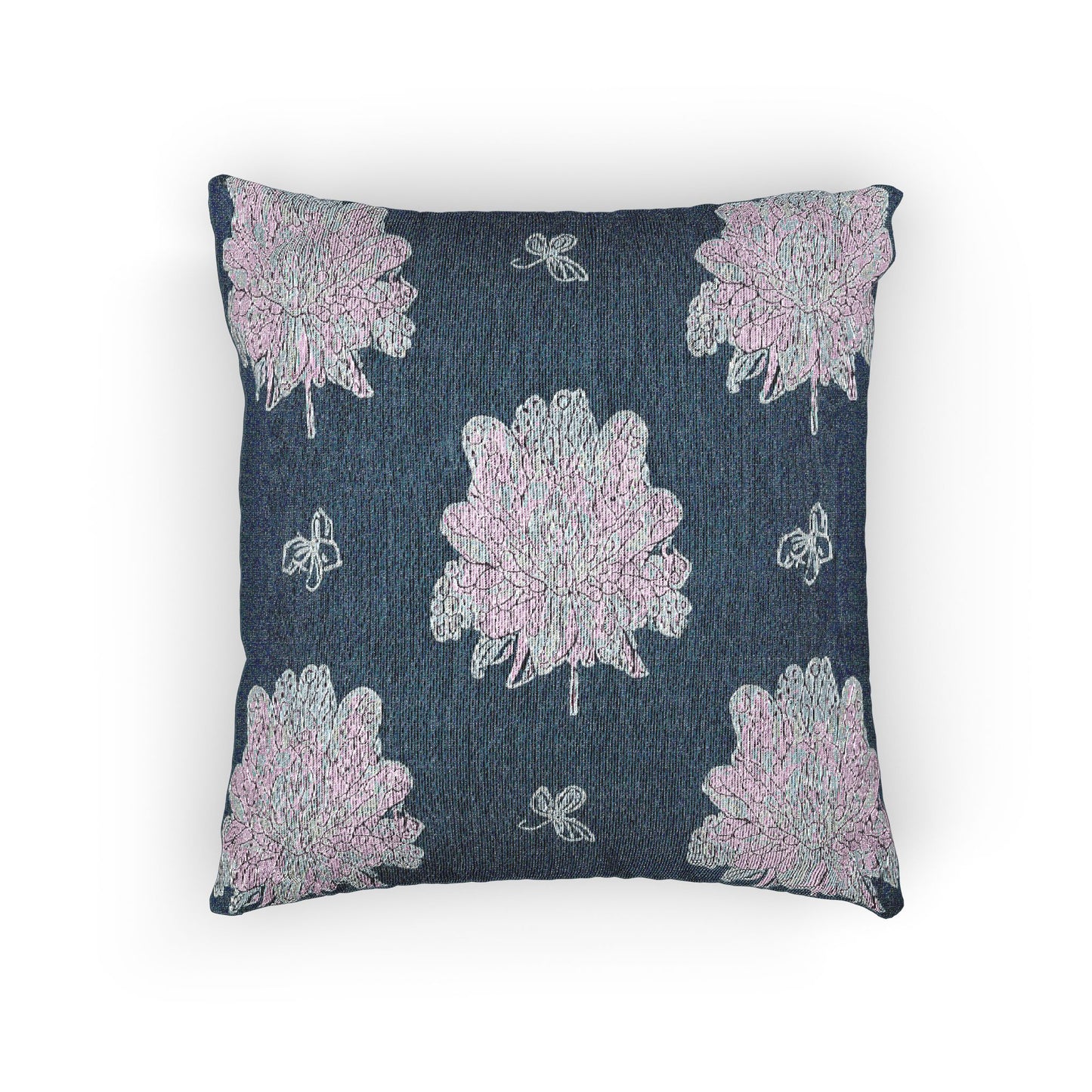 Lavender Floral Butterflies Woven Pillow, 17" x 18"