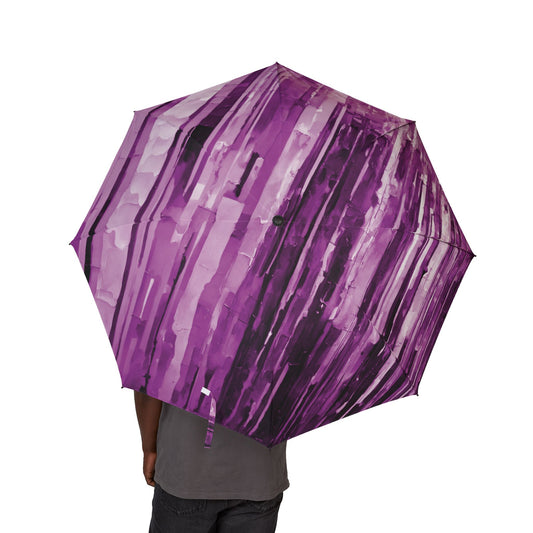 Striped Powder Lavender Foldable Umbrella - Compact & Chic