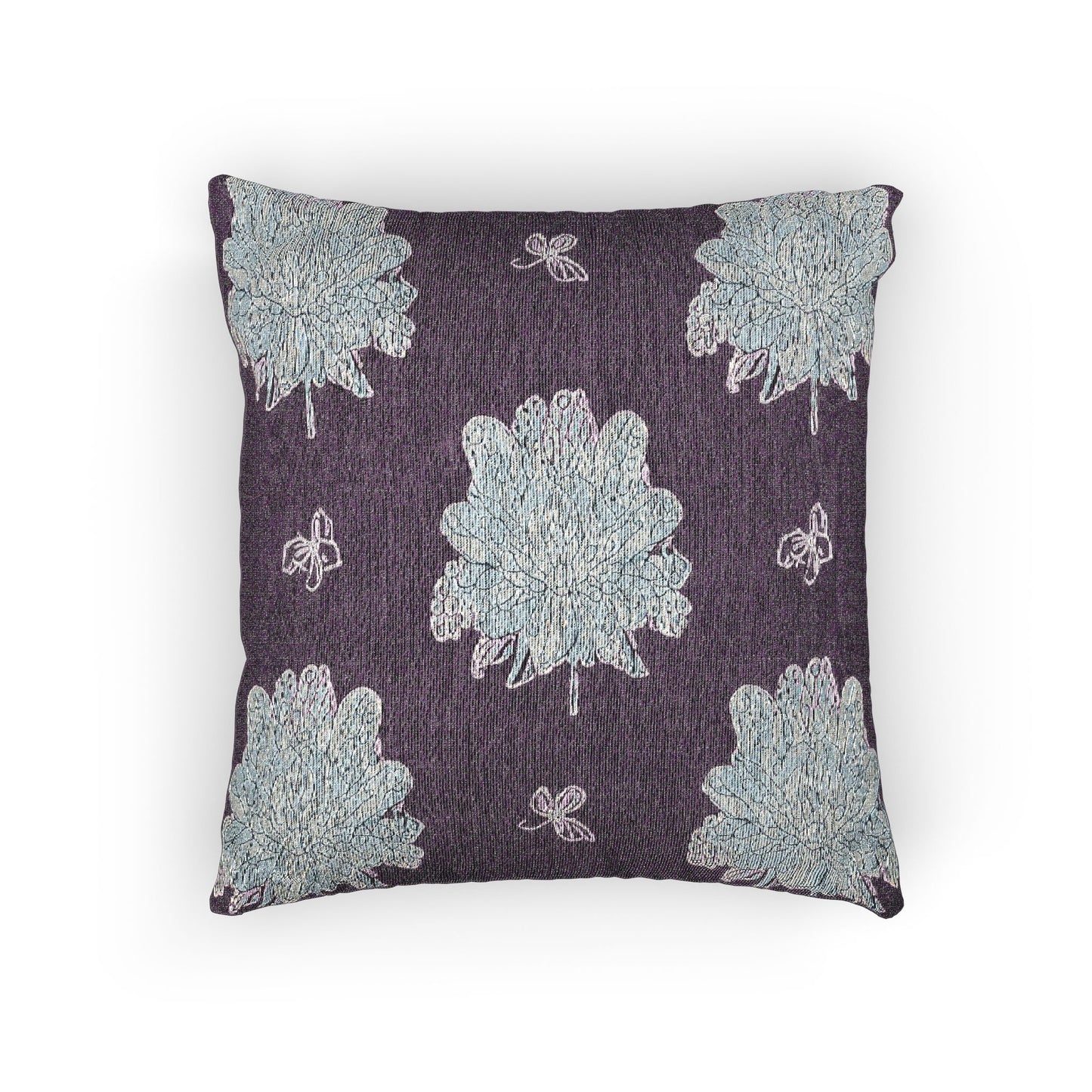 Blue Floral Butterflies Woven Pillow, 17" x 18"