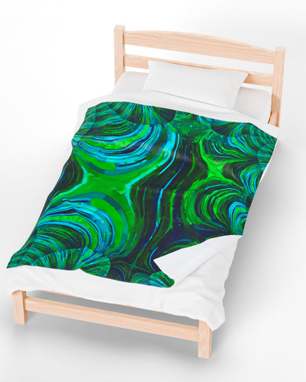 Uzi Spiral Blue Green Velveteen Plush Blanket, 50" x 60"