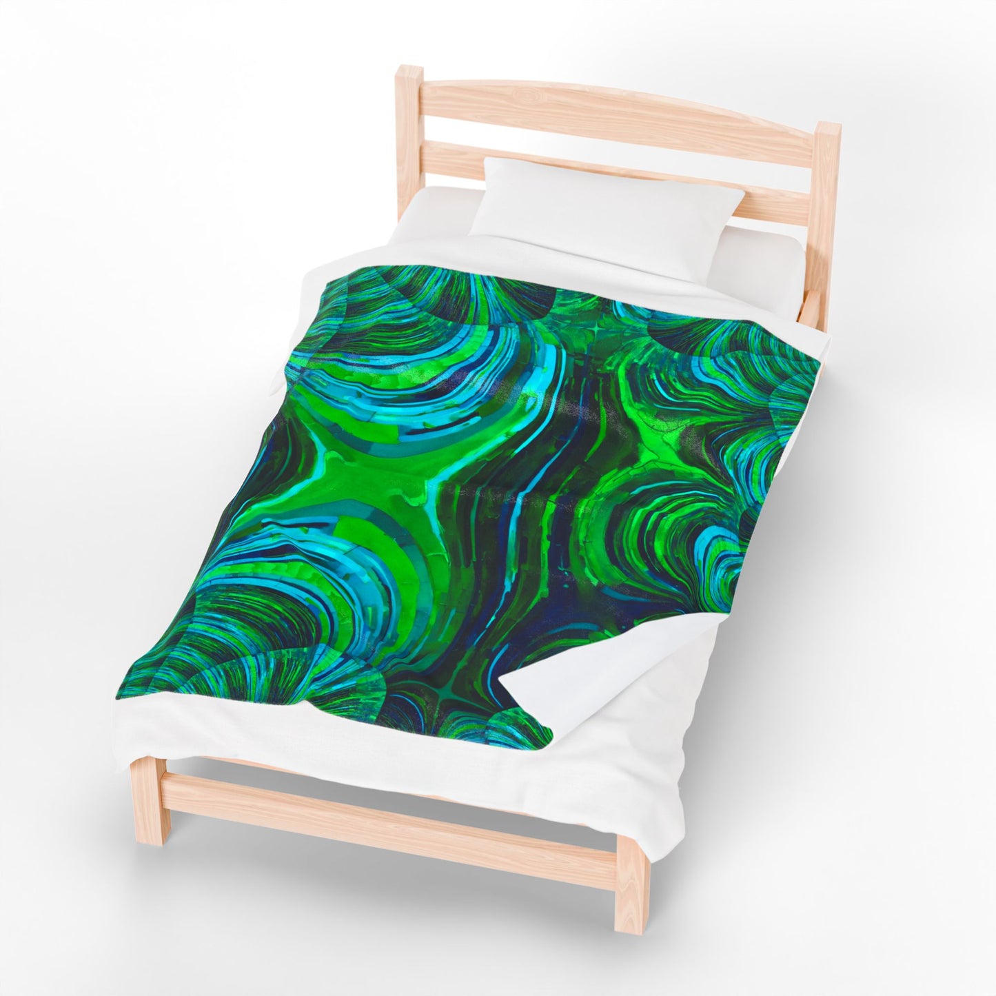 Uzi Spiral Blue Green Velveteen Plush Blanket, 50" x 60"
