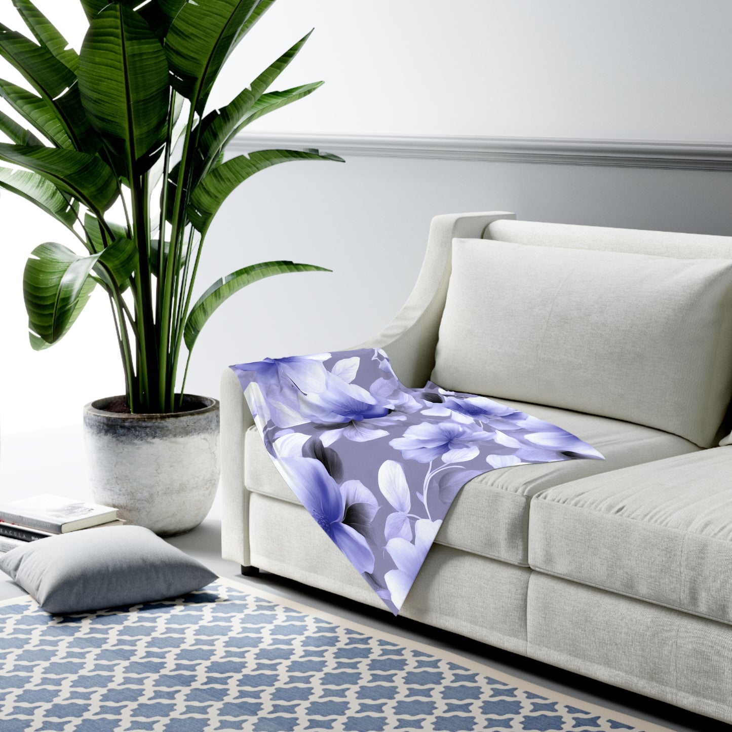 Indigo Blossom Floral Bunch Baby Swaddle 30″×40″ Blanket