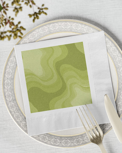 Lemon Wavey White Coined Napkins, 6.5" x 6.5"