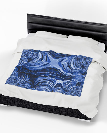 Uzi Spiral Deep Blue Velveteen Plush Blanket, 50" x 60"