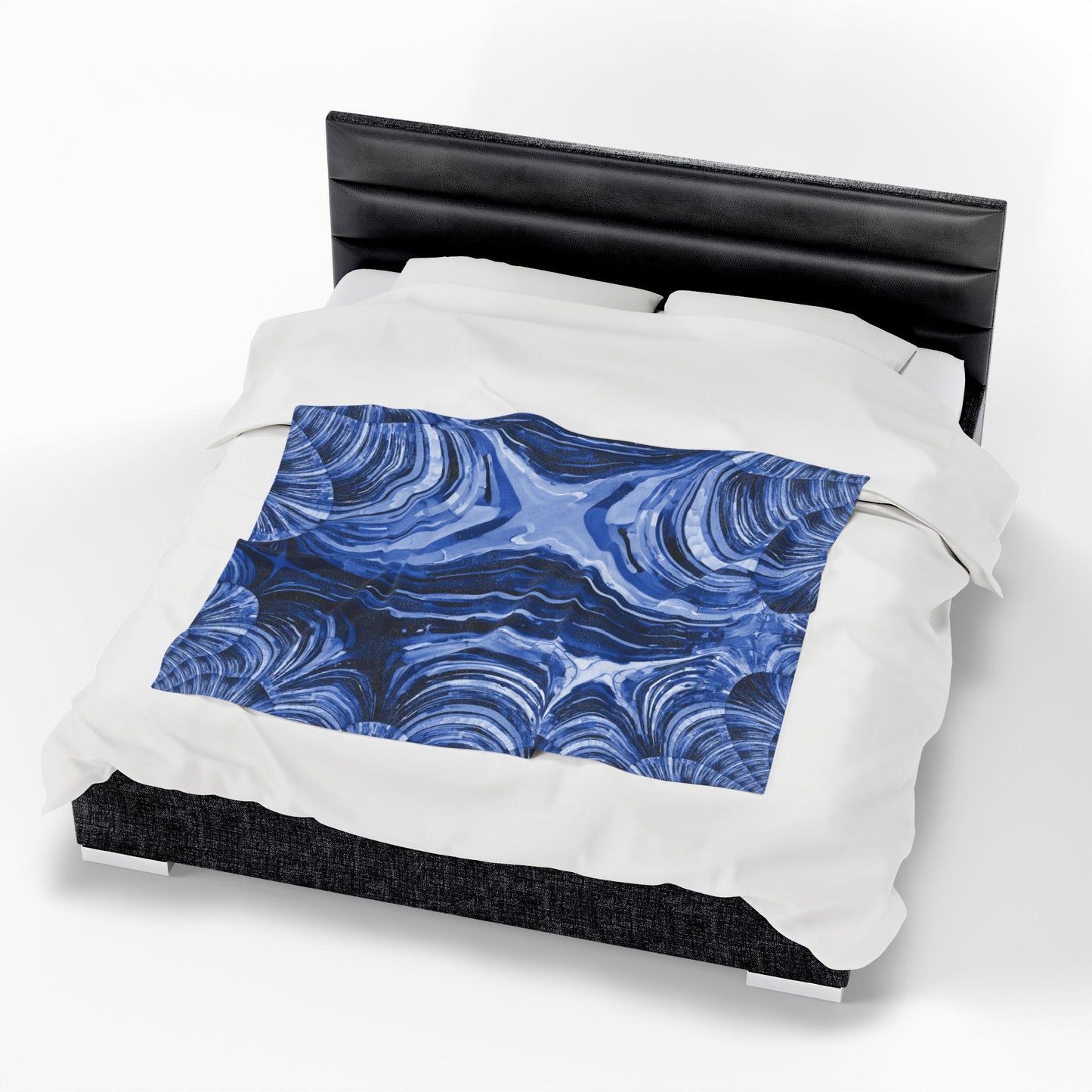 Uzi Spiral Deep Blue Velveteen Plush Blanket, 50" x 60"