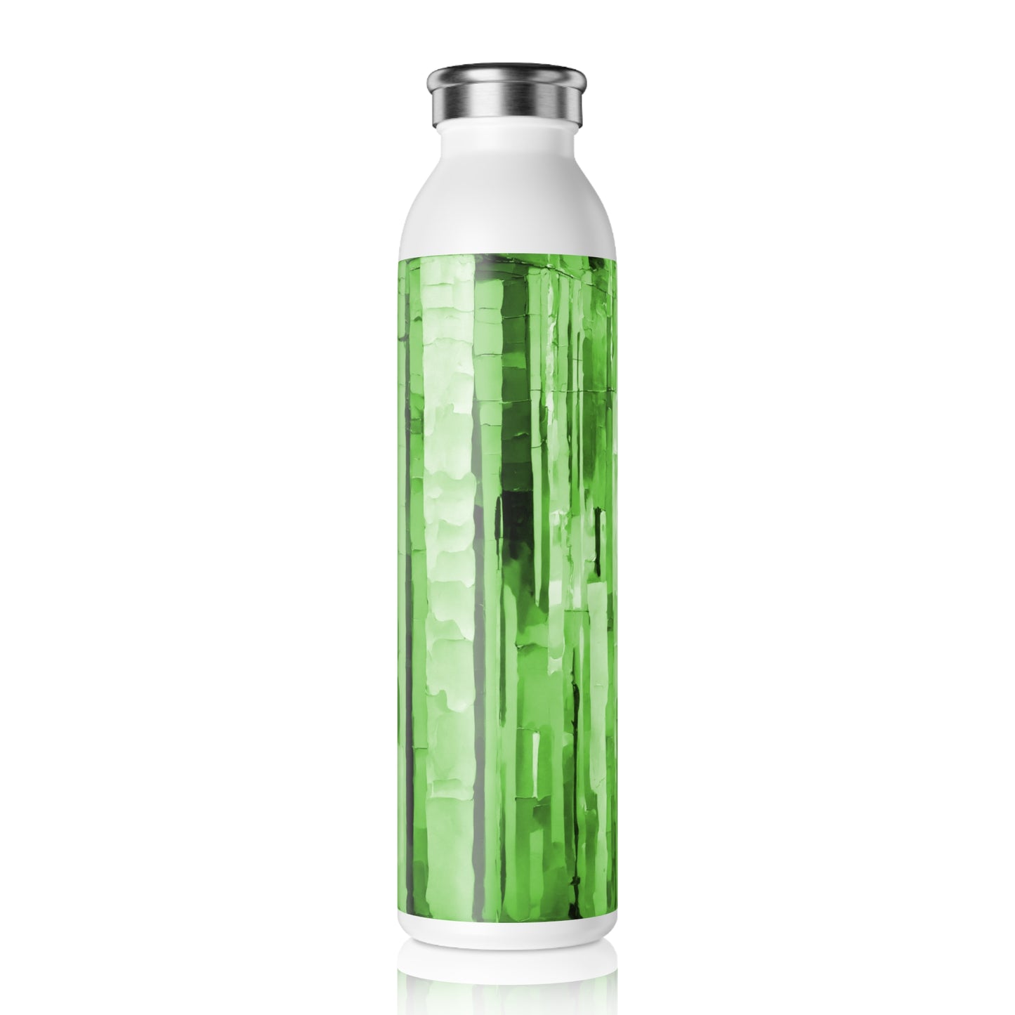Striped Mint Pastel Slim Water Bottle, 20 oz White