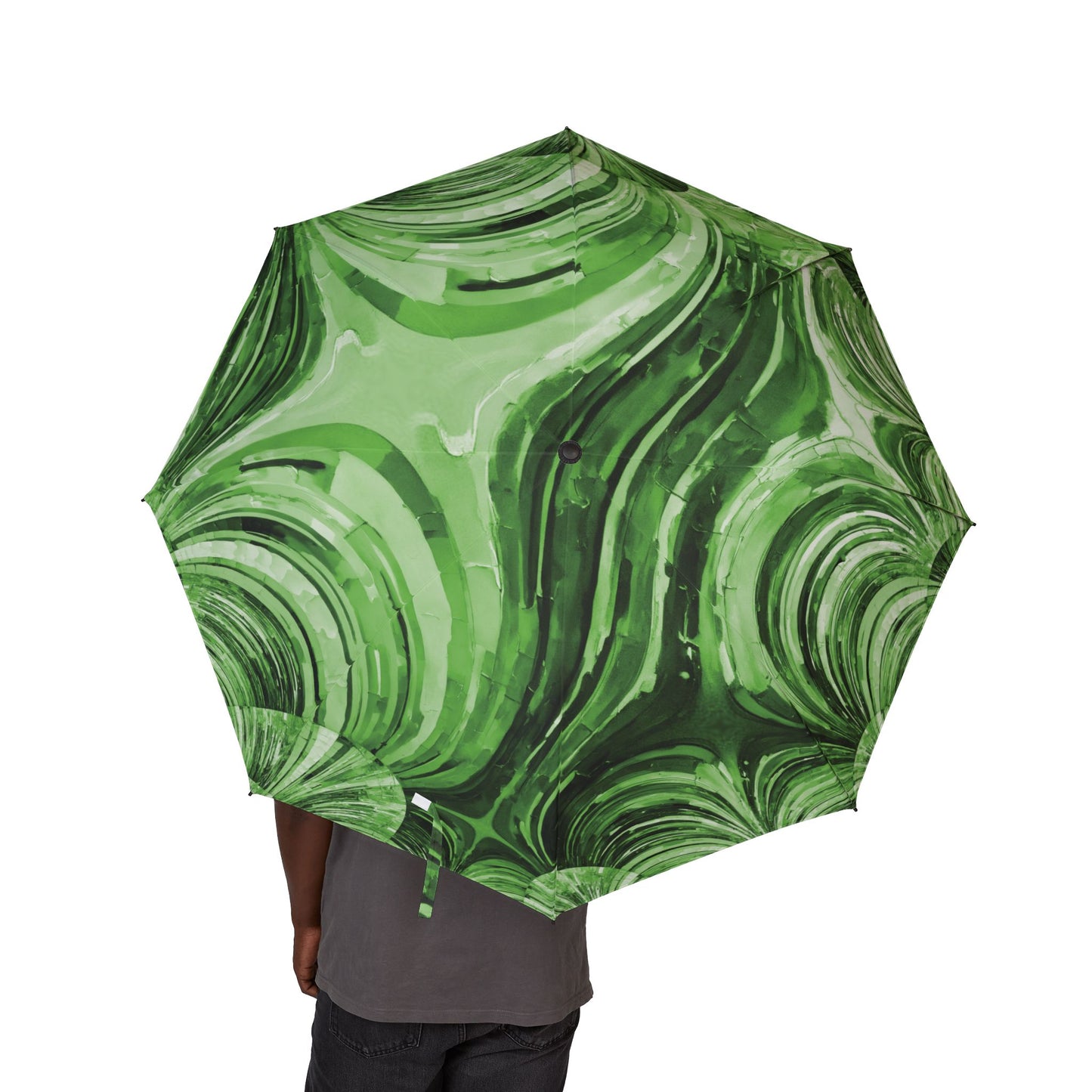 Uzi Spiral Mint Pastel Foldable Umbrella - Compact & Chic