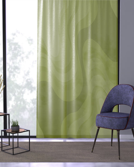 Lemon Wavey Sheer Window Curtain, 50" x 84", partially transparent