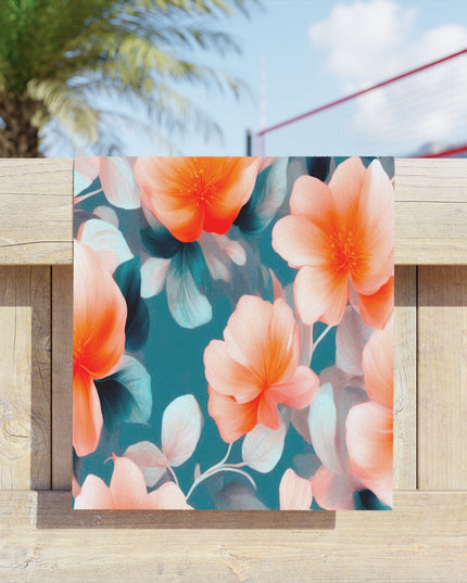 Orange Blossom Floral Bunch Beach Towel, 18" x 27"