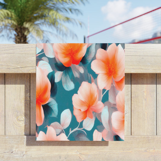 Orange Blossom Floral Bunch Beach Towel, 18" x 27"