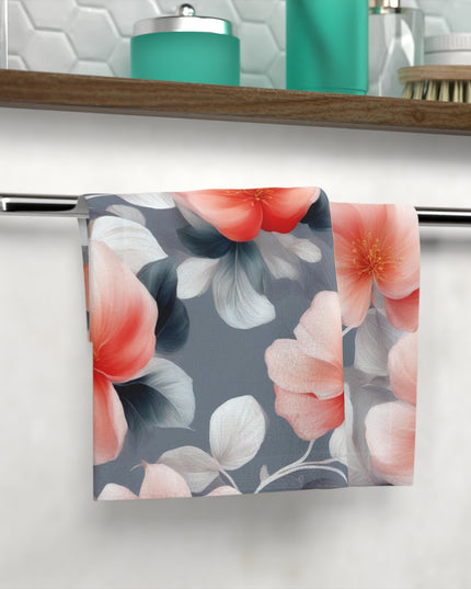 Red Blossom Floral Bunch Face Towel, 13" x 13"
