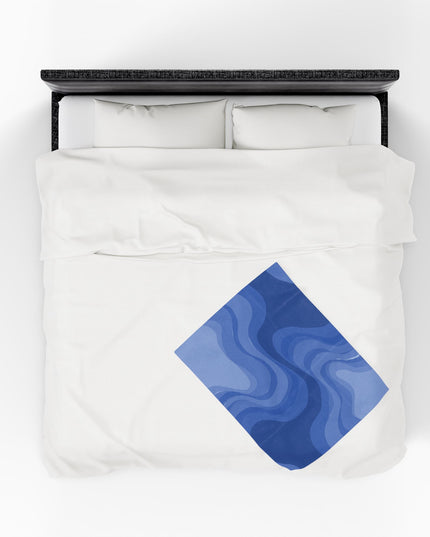 Deep Blue Wavey Velveteen Plush Blanket, 30" x 40"