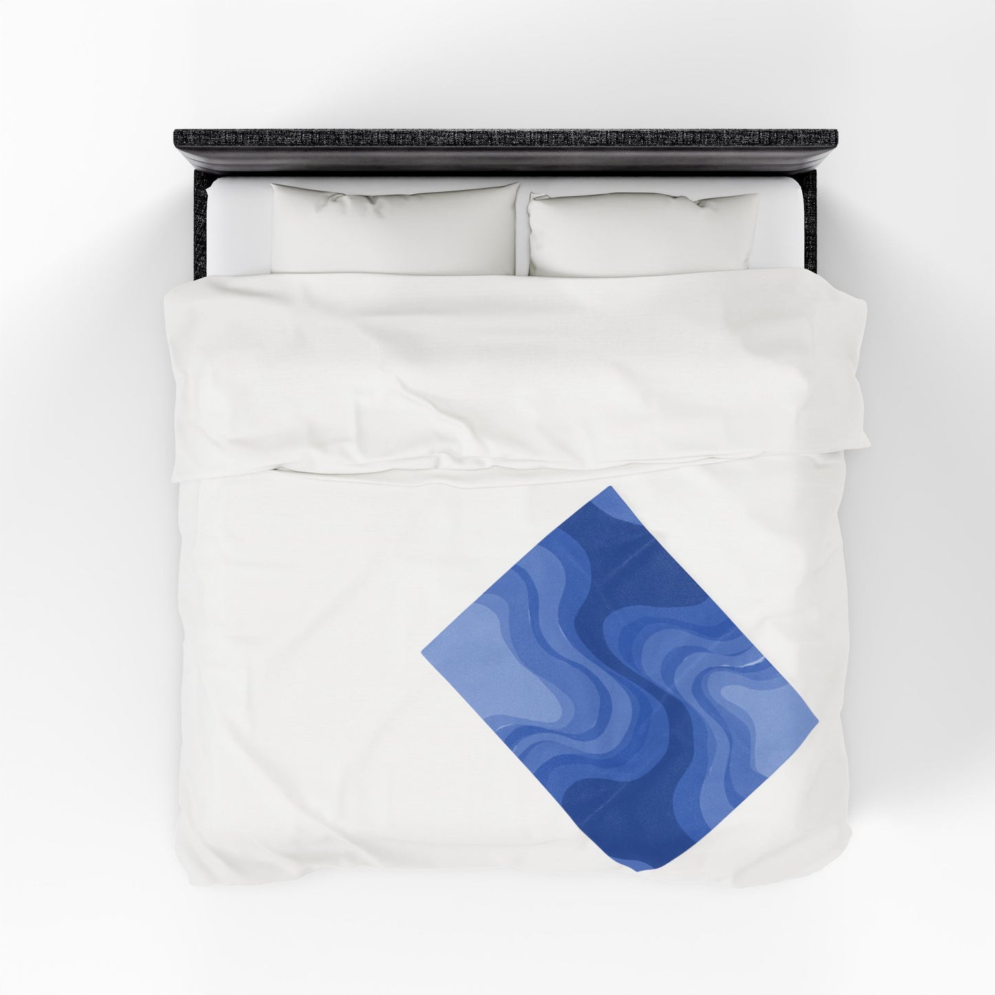 Deep Blue Wavey Velveteen Plush Blanket, 30" x 40"