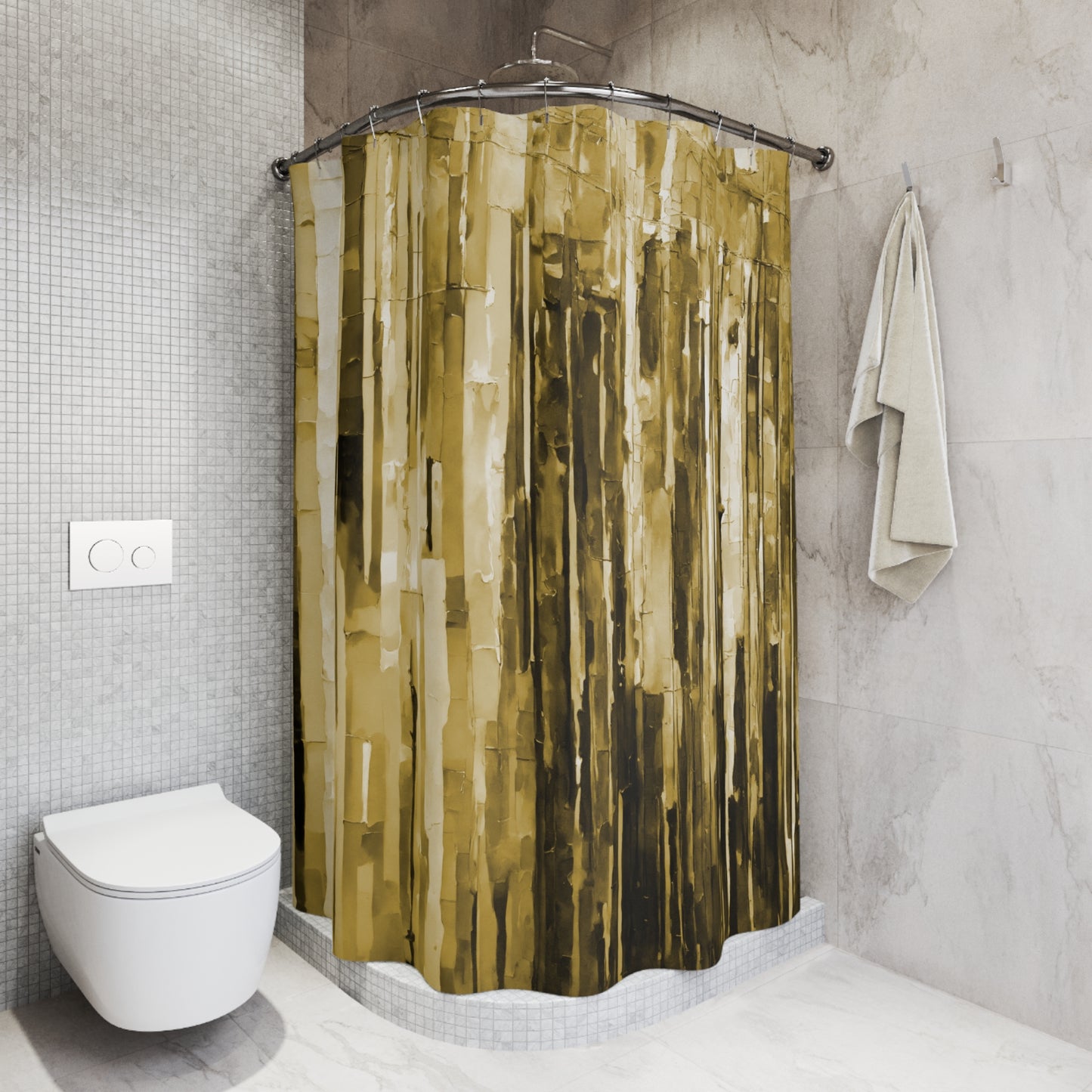 Striped Light Brown Shower Curtains, 71" x 74"
