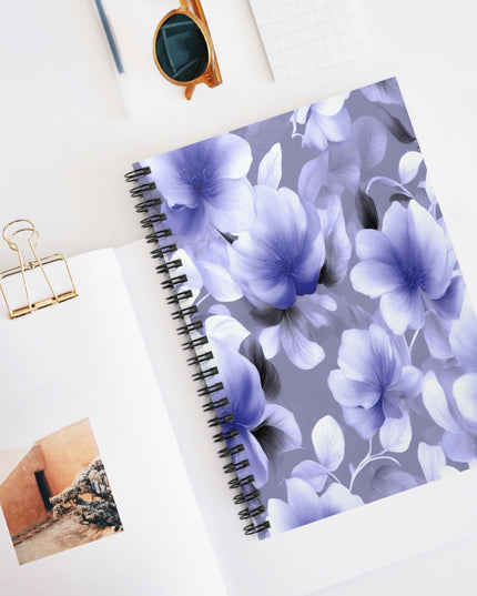 Indigo Blossom Floral Bunch Spiral Notebook - Ruled Line, 6" x 8", 118 pages