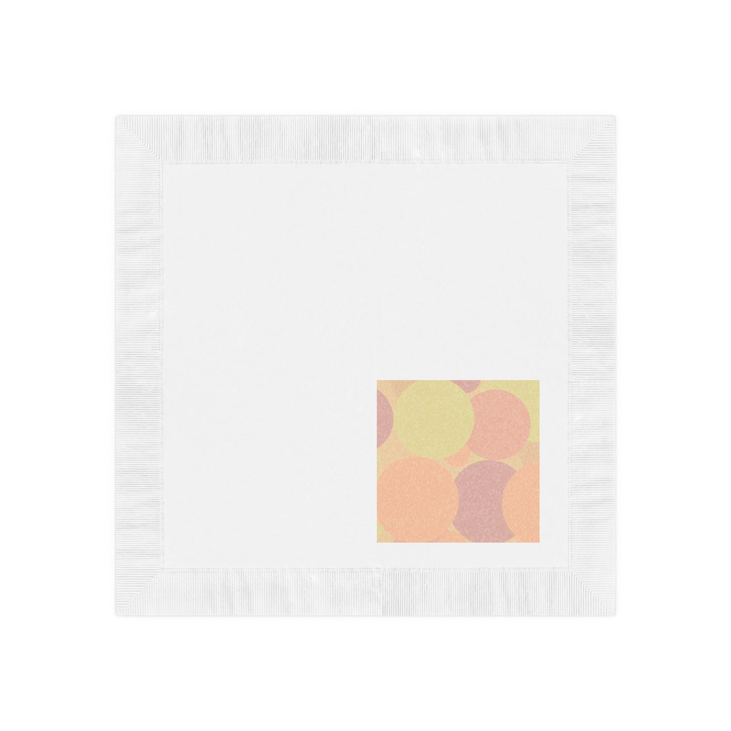 Pastel Hot Peach Patches White Coined Napkins, 4.8" x 4.8"