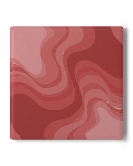 Power Red Wavey 4" x 4" Square Ceramic Coaster
