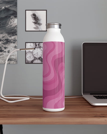 Pinky Mauve Wavey Slim Water Bottle, 20 oz White