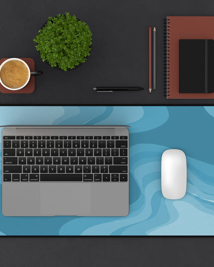 Sky Blue Wavey 12" x 22" Desk Mat