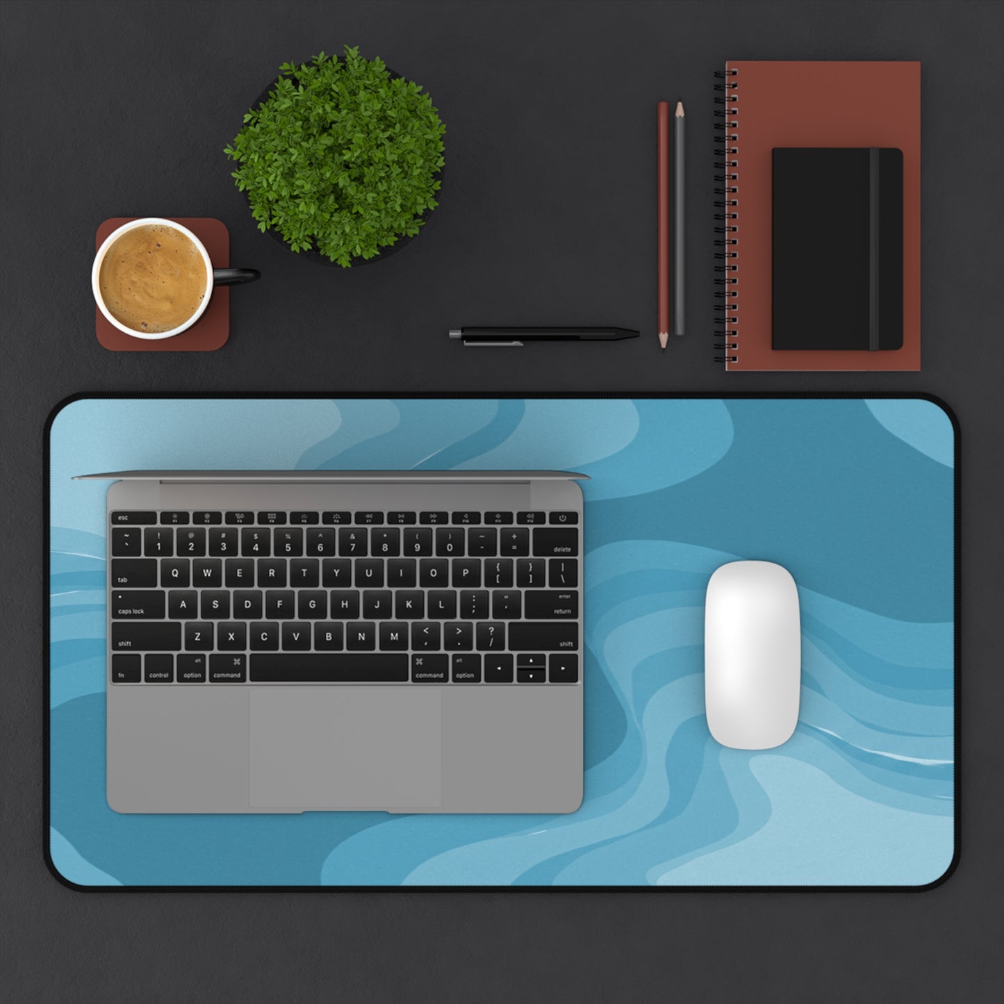 Sky Blue Wavey 12" x 22" Desk Mat