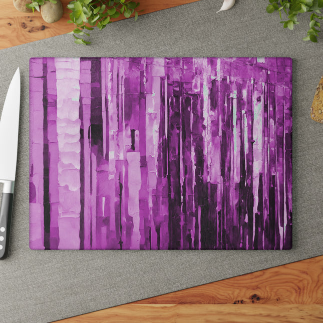 Striped Powder Lavender 11" x 15" Glass Cutting Board