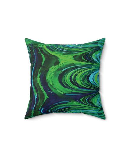 Uzi Spiral Blue Green 14" x 14" Faux Suede Square Pillow