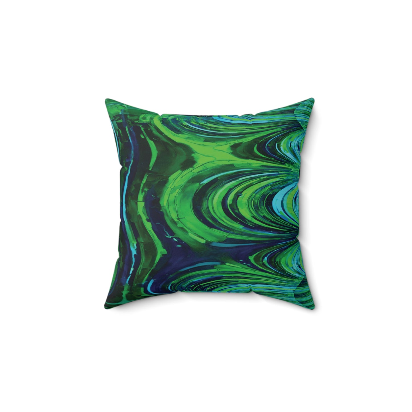 Uzi Spiral Blue Green 14" x 14" Faux Suede Square Pillow