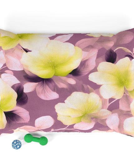 Lemon Blossom Floral Bunch Pet Bed, 40" × 30"