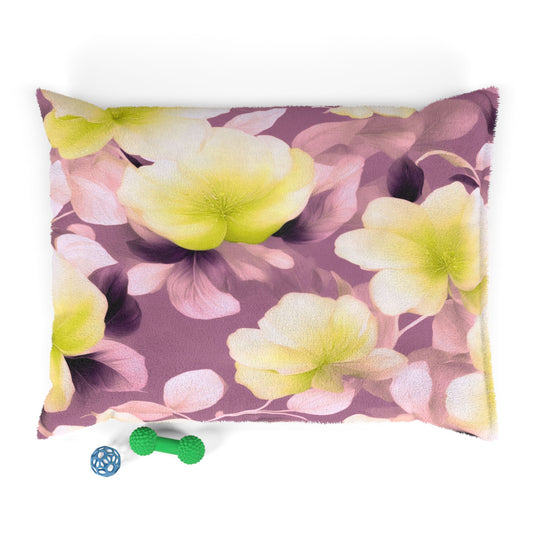 Lemon Blossom Floral Bunch Pet Bed, 40" × 30"