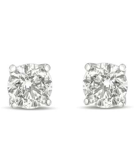 14K Gold 1.0 Carat Round Brilliant Cut Lab Grown Diamond 4-Prong Classic Solitaire Stud Earrings