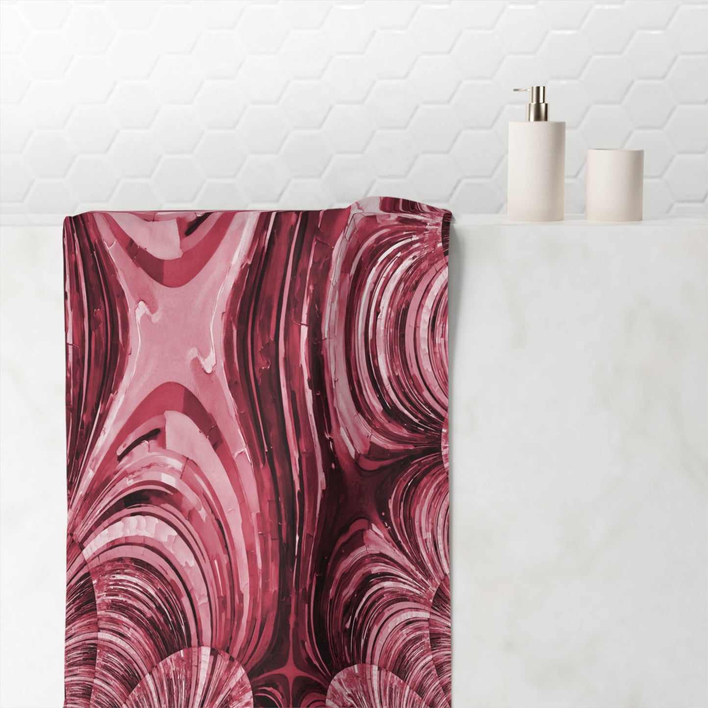Uzi Spiral Ruby Mink-Cotton Towel (50% polyester, 50% cotton),  30" x 60"