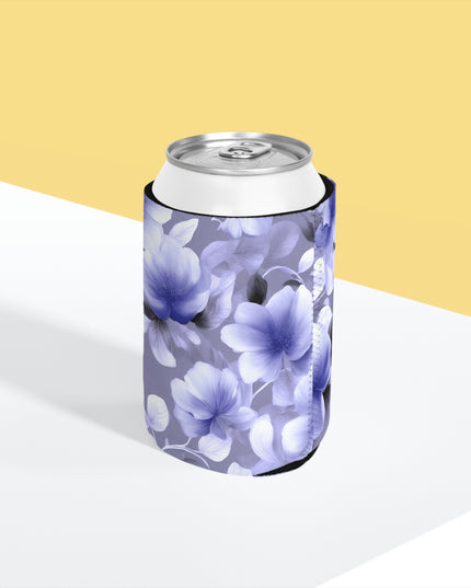 Indigo Blossom Floral Bunch 12 oz Can Cooler Sleeve