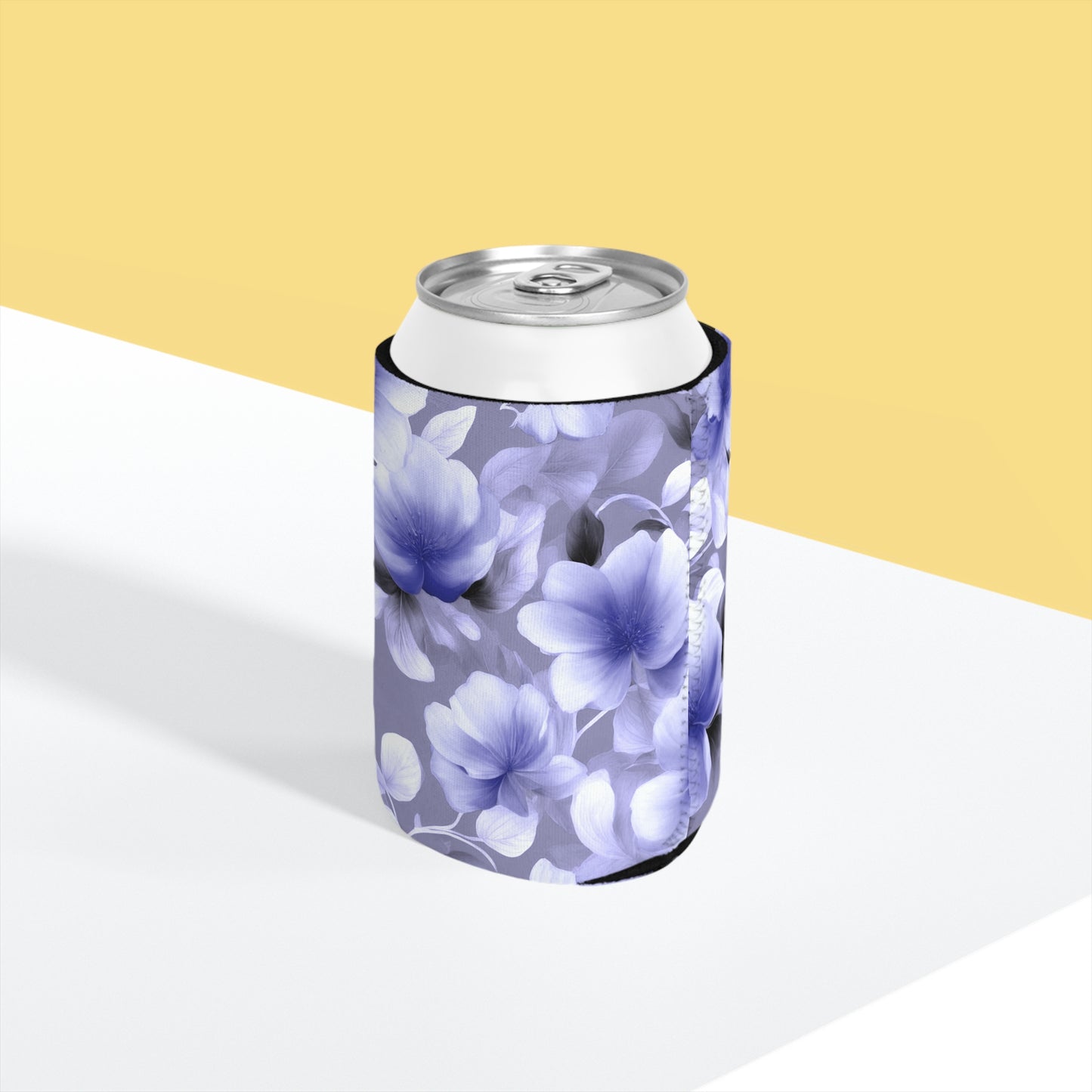 Indigo Blossom Floral Bunch 12 oz Can Cooler Sleeve