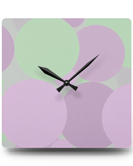 Pastel Lavender Purple and Soft Green Patches Acrylic Wall Clock, Round or Square, 10.75" x 10.75"