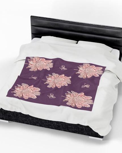 Pink Floral Butterflies Velveteen Plush Blanket, 50" x 60"