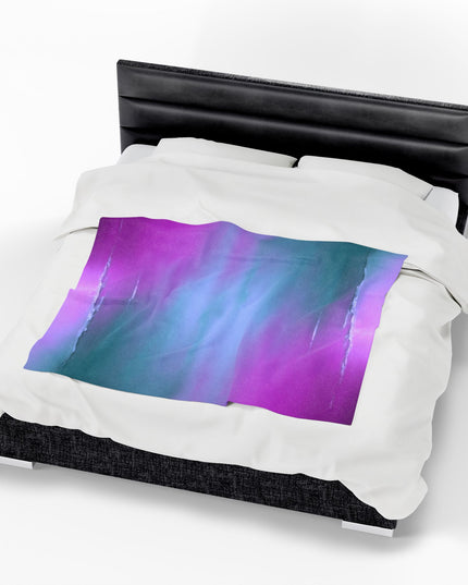 Dark Blue Green Sea Purple Fog Velveteen Plush Blanket, 50" x 60"