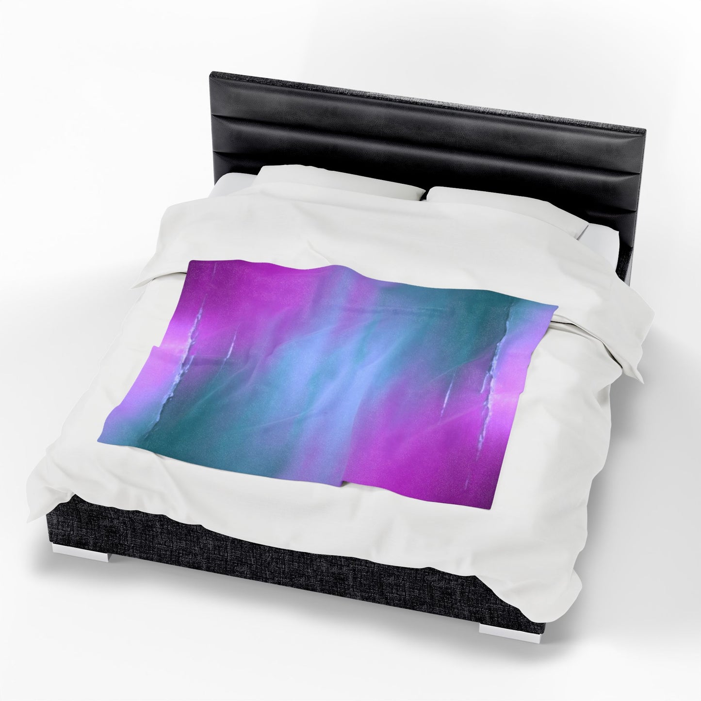 Dark Blue Green Sea Purple Fog Velveteen Plush Blanket, 50" x 60"