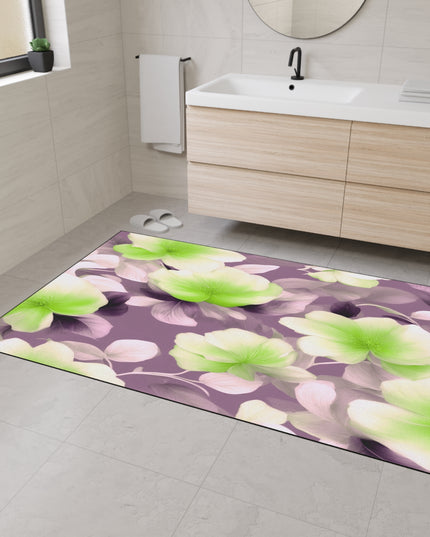 Lime Lavender Floral Bunch Heavy Duty Floor Mat, 48" x 72"