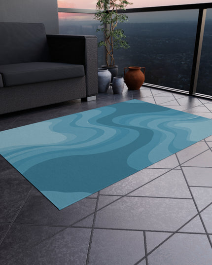 Sky Blue Wavey 48" x 72" Outdoor Rug