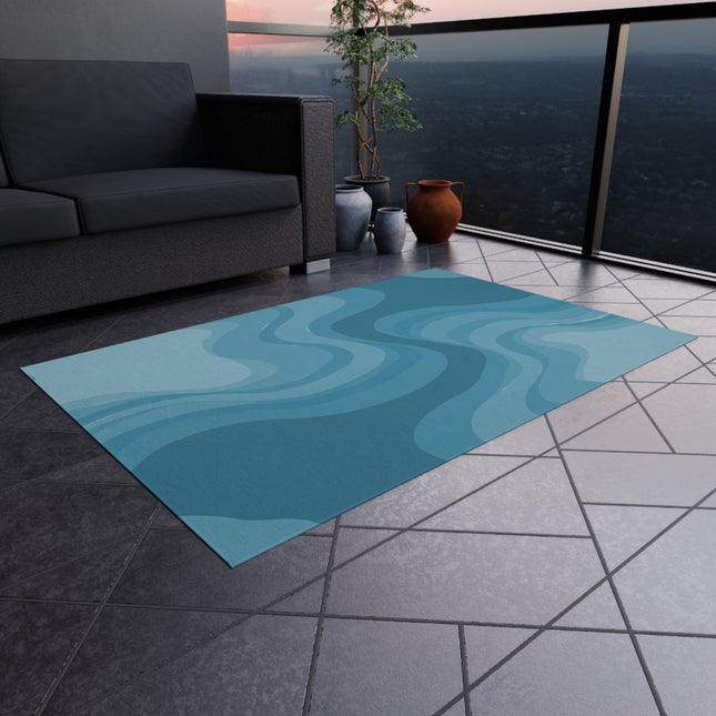 Sky Blue Wavey 48" x 72" Outdoor Rug