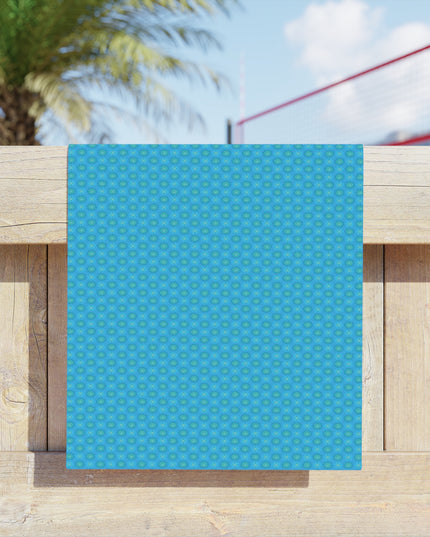 Blue Green Star-crossed Bodies Beach Towel, 18" x 27"