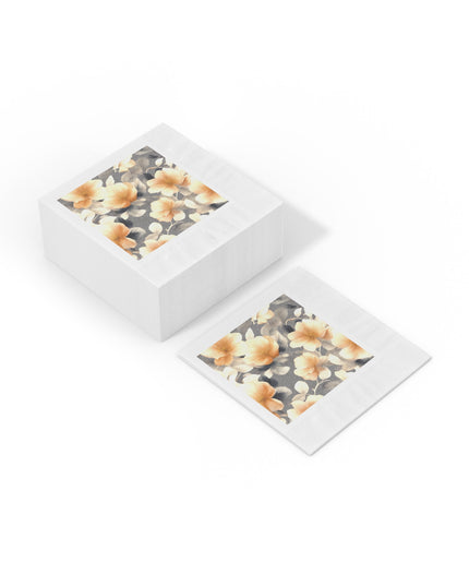Soft Blossom Floral Bunch White Coined Napkins, 6.5" x 6.5"