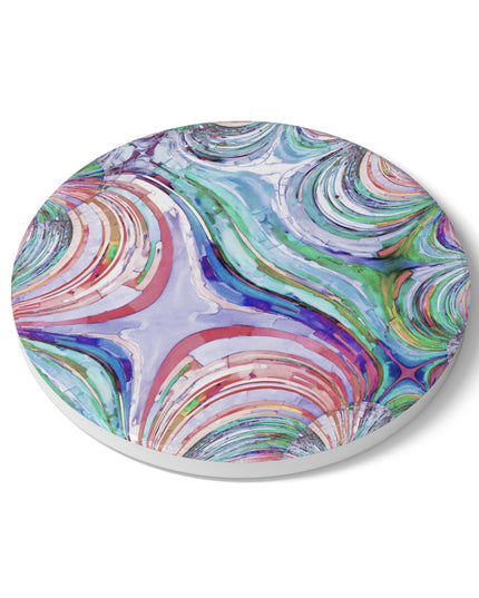 Uzi Spiral Pastels 4" x 4" Round Ceramic Coaster