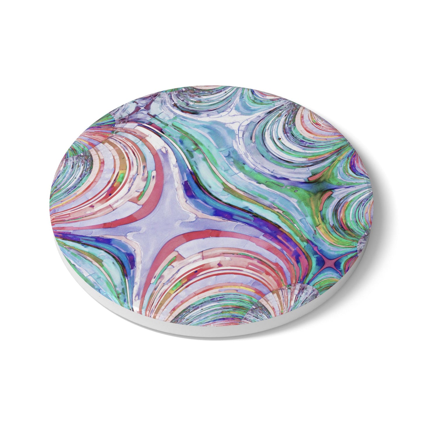 Uzi Spiral Pastels 4" x 4" Round Ceramic Coaster