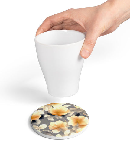 Soft Blossom Floral Bunch Round Ceramic Coaster, 4" x 4"