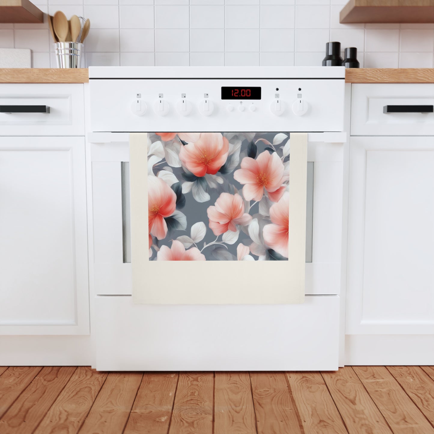 Red Blossom Floral Bunch Cotton Tea Towel 19.6" x 27.5"