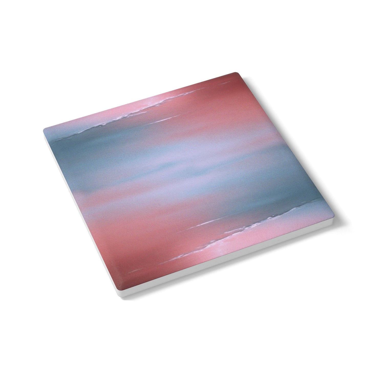 Gray Sea Pink Fog 4" x 4" Square Ceramic Coaster