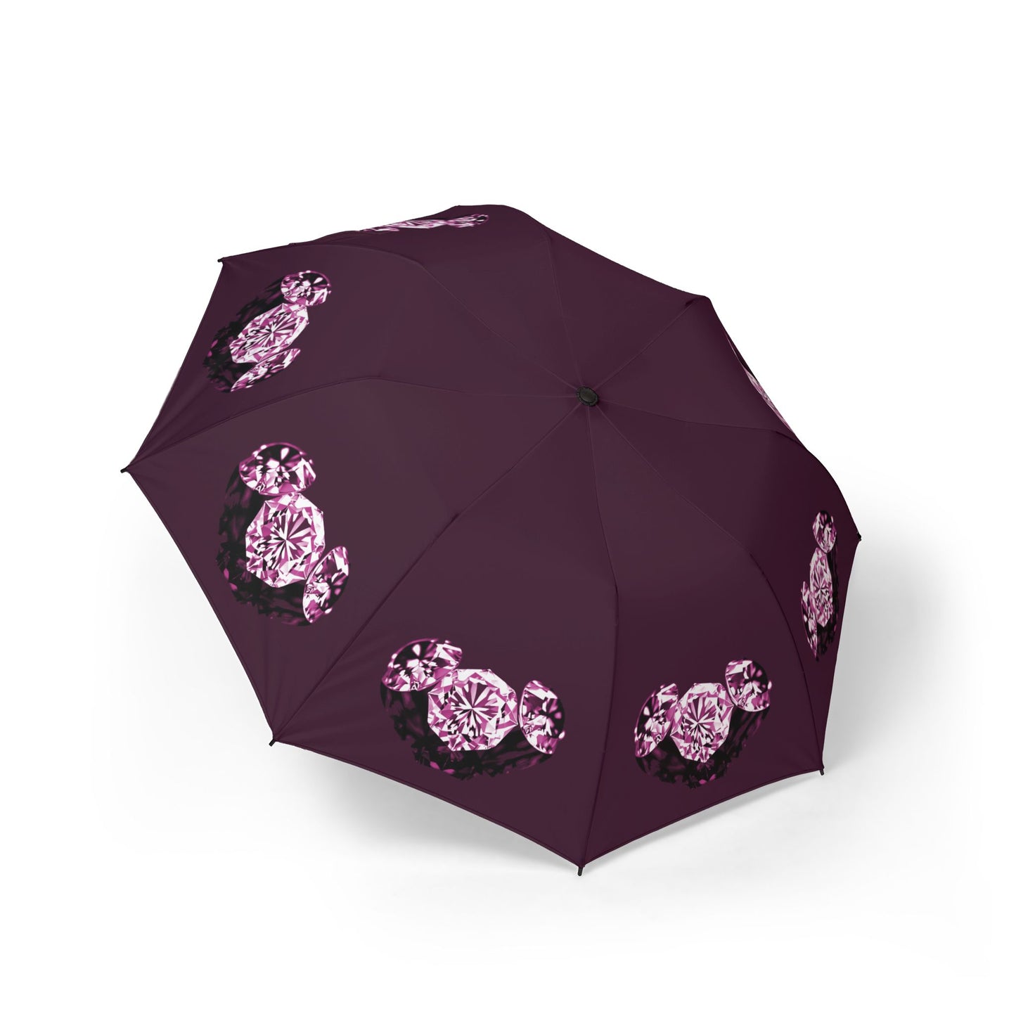 Stylish Maroon Tri-Diamonds Foldable Umbrella - Compact & Chic