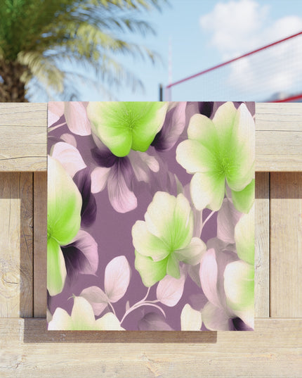 Lime Lavender Floral Bunch Beach Towel, 18" x 27"